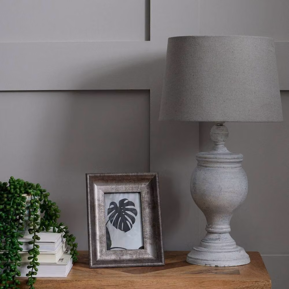Wyld Haus Aillon Grey Stoneware Table Lamp in Light Grey – 4