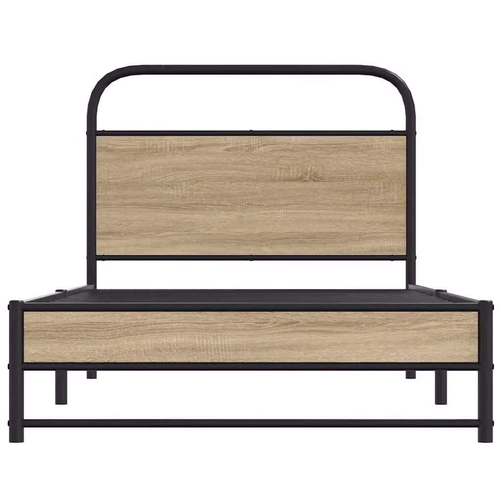 Berkfield Home Smoked Oak Bed Frame in Brown, W/D/H: 100 x 200 cm – 3