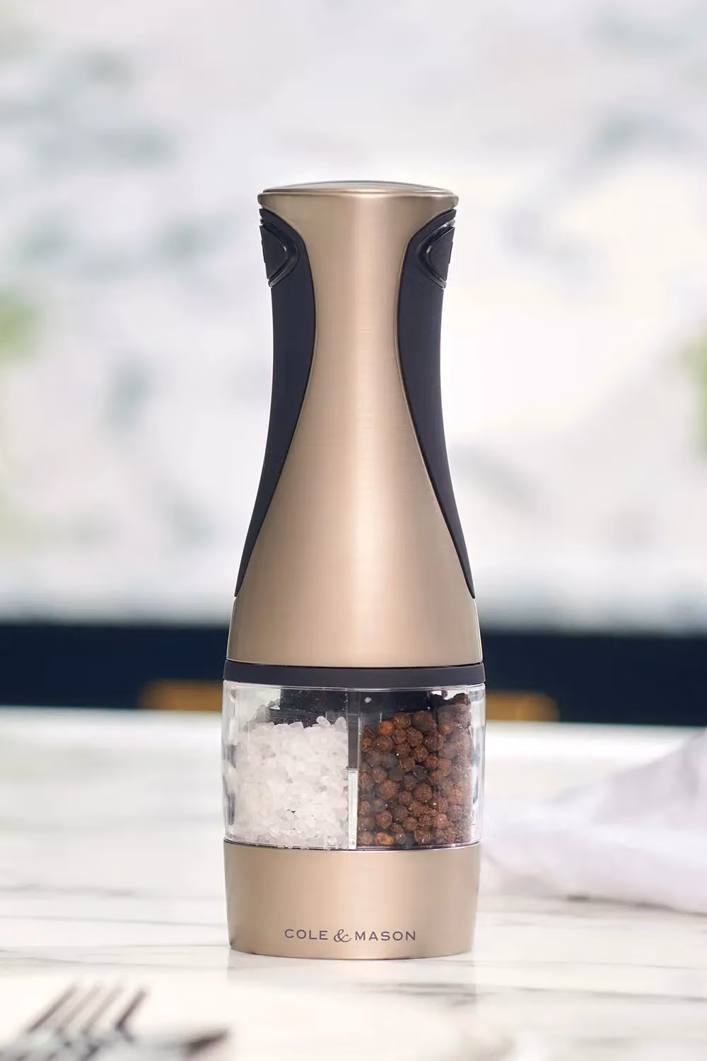 Cole & Mason Kew 2 in 1 Electric Salt and Pepper Mill in Silver and Black – 2