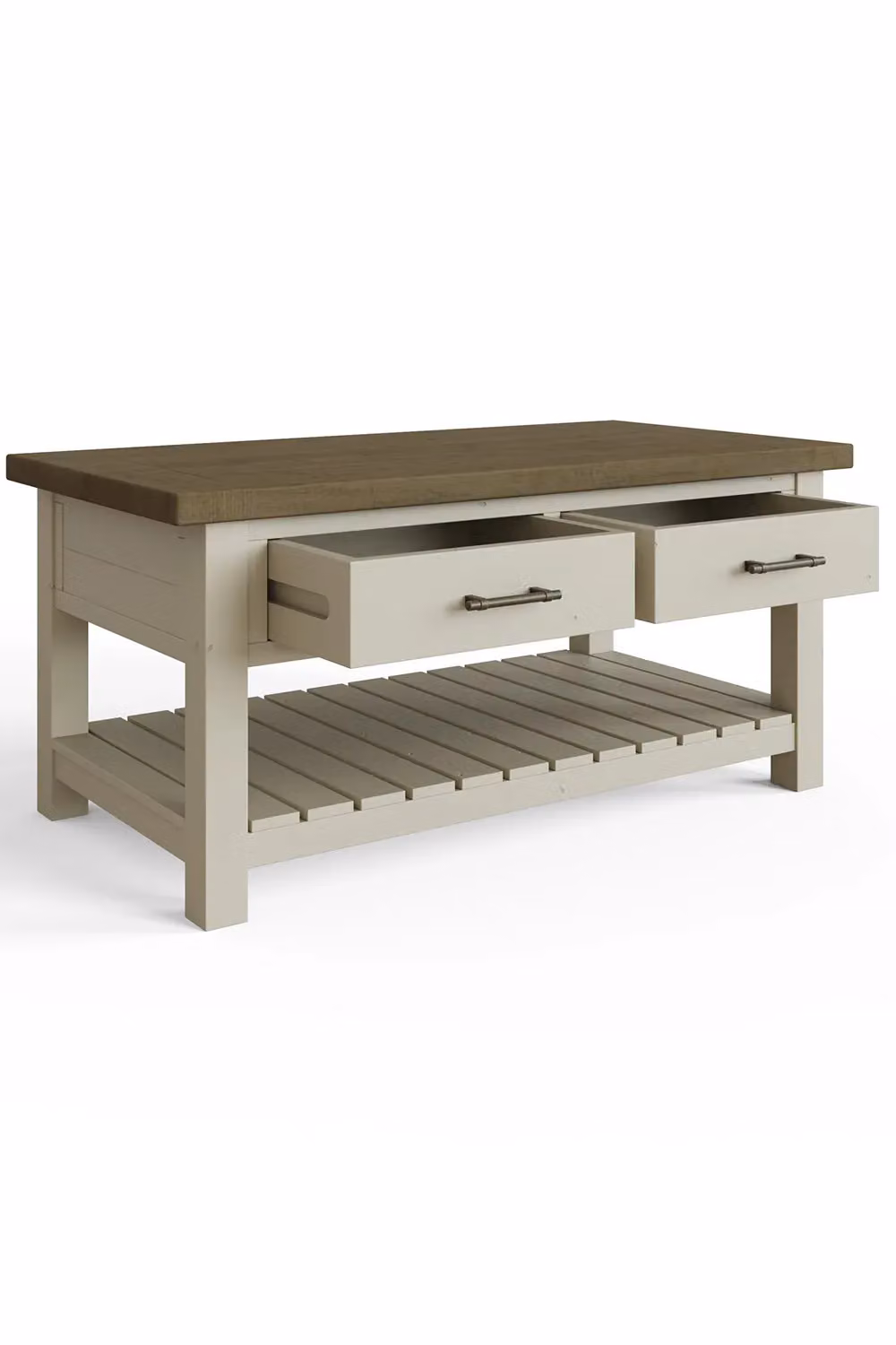 FWStyle Handmade Solid Reclaimed Truffle Pine 2 Drawer Coffee Table in Brown – 4