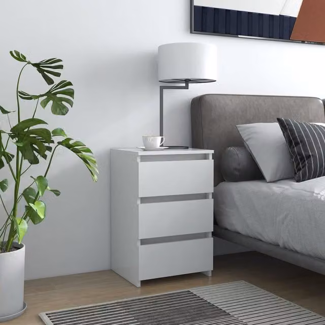 Berkfield Home White Bed Cabinet in Engineered Wood W/D/H: 40 x 35 x 62.5 cm – 1