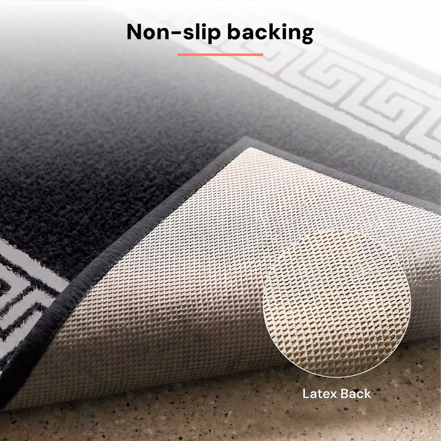 Smart Living Greekey Heavy Duty Non Slip Machine Washable Hallway and Kitchen Door Mat, Black, W: 67 cm x L: 220 cm – 5