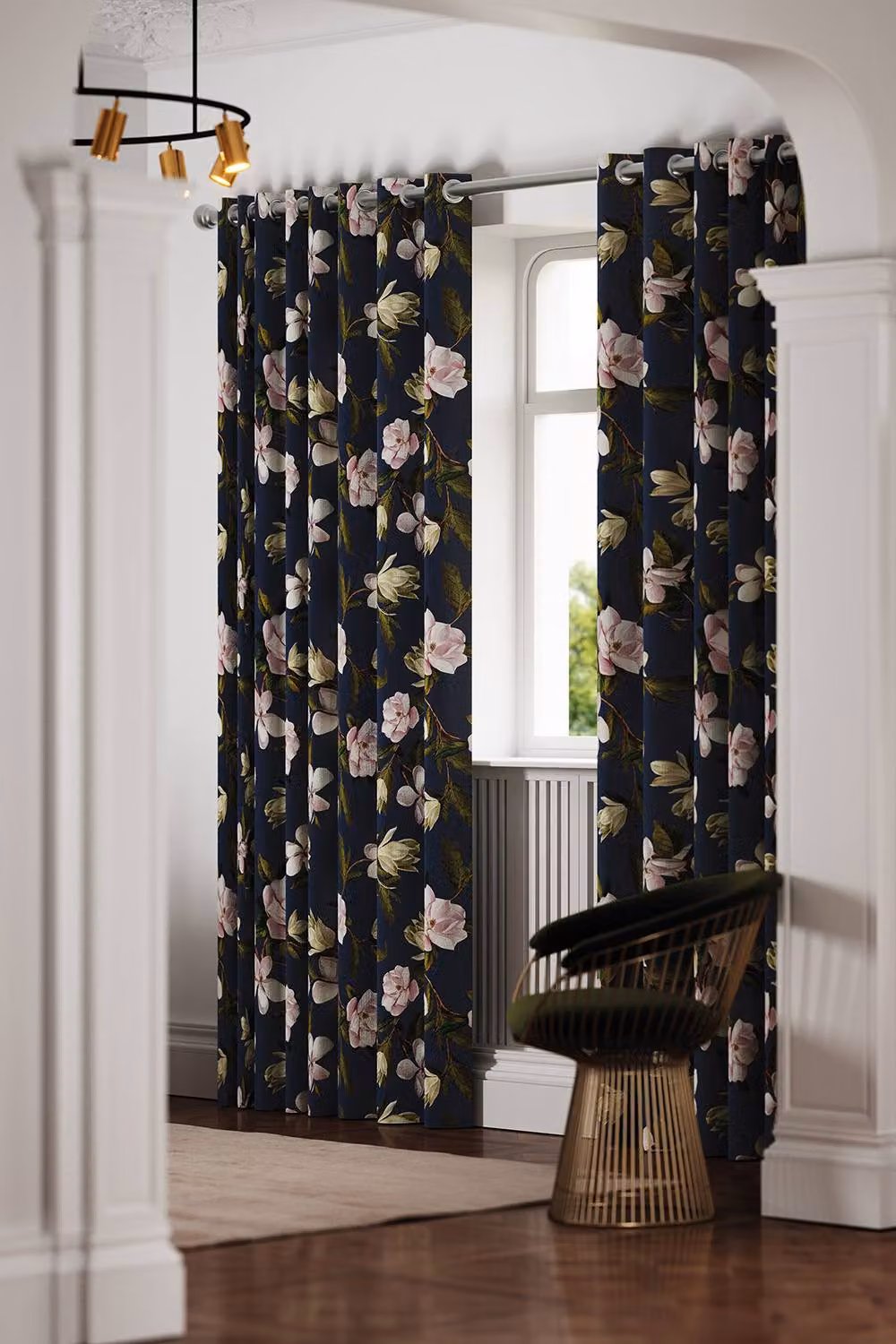 Ted Baker Opal Floral Cotton Lined Eyelet Curtains in Blue and Silver, Width: 228.6 cm, Height: 182.88 cm – 6