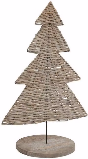 Lemon Pavilion Furniture and Decor The Noel Collection Large Tree Ornament, Brown Wicker Rattan, L1 x H30 cm