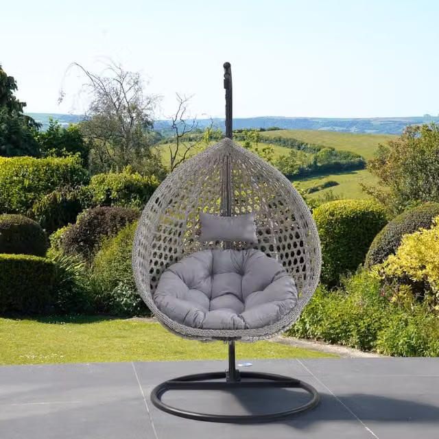 Artemis Home Abingdon Hanging Single Egg Pod Swing Chair in Light Grey