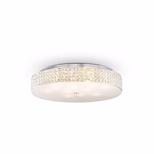 Ideal Lux Roma PL12 Ceiling Light in Chrome with Grey Glass and Crystal Details, G9 Halogen 40 W – 1