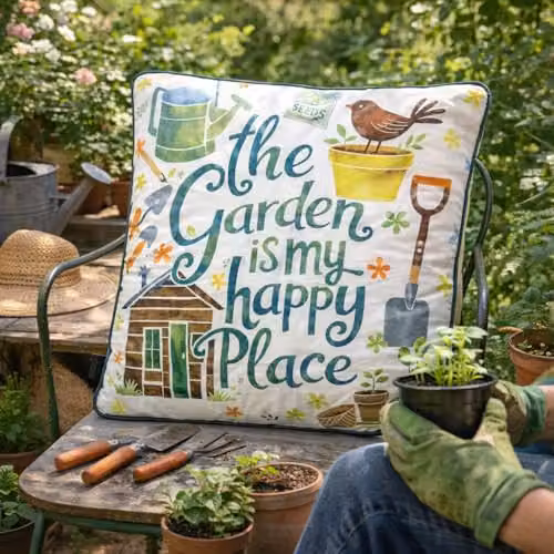 Peggy Wilkins Green Fingered Water-Resistant Square Outdoor Garden Cushion, W/D/H: 45 x 45 x 14 cm – 3