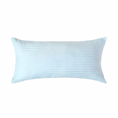 HOMESCAPES Blue Pure Egyptian Cotton Euro Size Satin Stripe Pillowcase with Zip, W/D/H: 40 x 80 cm