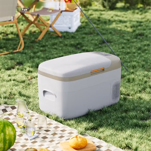 Komore Portable Mini Fridge in White and Green, Height: 33.2 cm