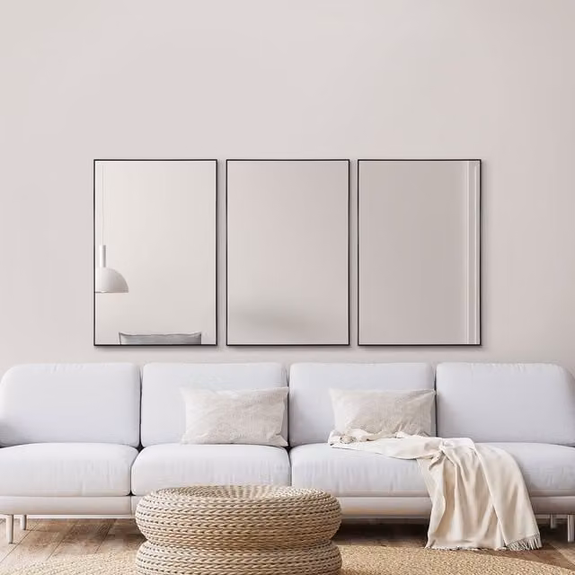 MirrorOutlet Manhattan Modern Rectangular Wall Mirror with Black Aluminium Frame