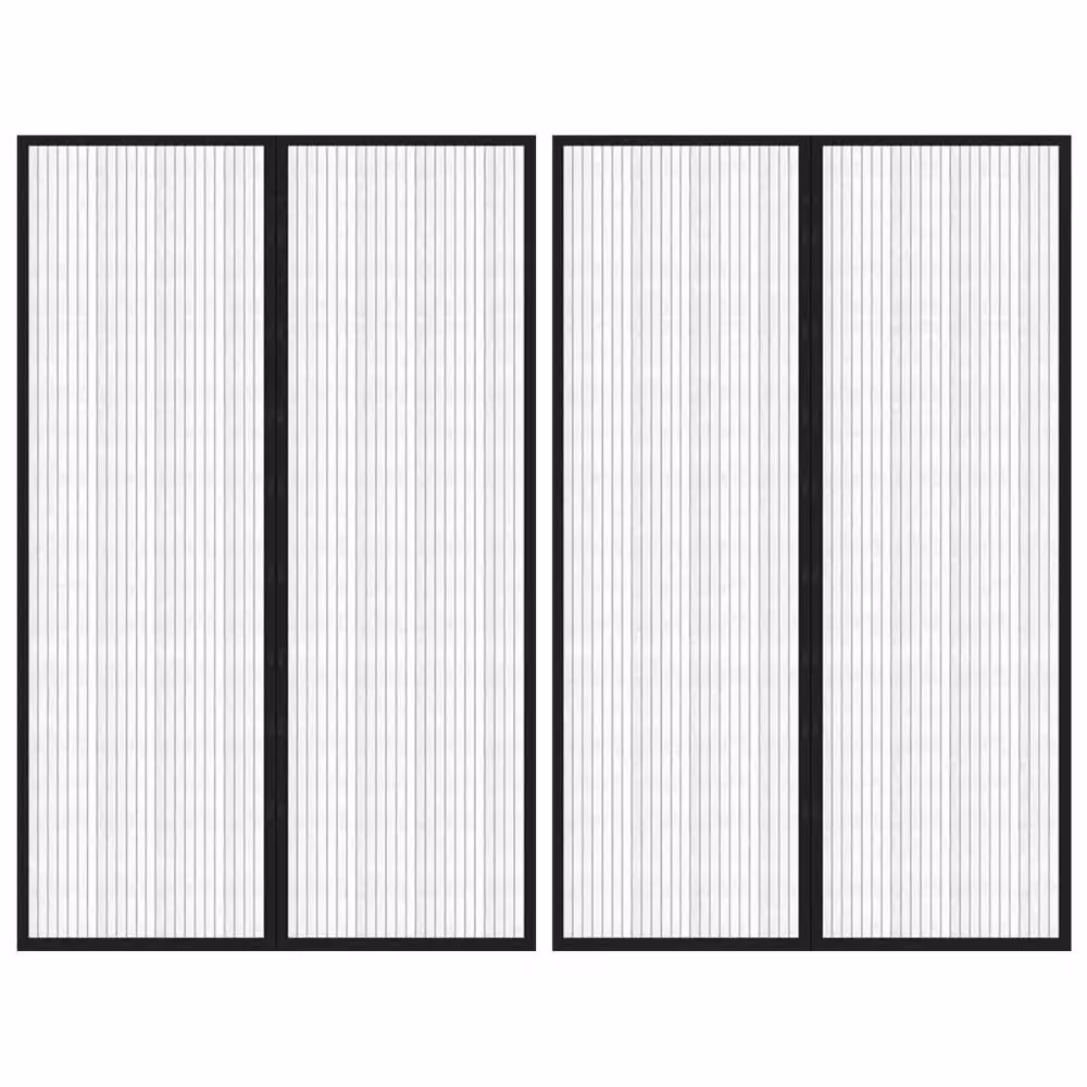 Berkfield Home Insect Door Curtains, 2 Pack, Black, W/H: 130 x 220 cm
