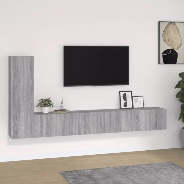 Berkfield Home 3 Piece Grey Matt Wall Mounted TV Cabinet Set