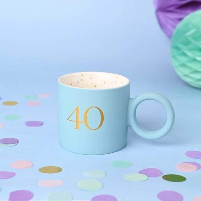 Widdop and Co 40th Birthday Ceramic Mug in Blue and Gold