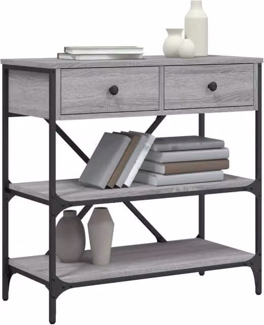 Berkfield Home Decorative Console Table in Grey Sonoma, W/D/H: 75 x 34.5 x 75 cm