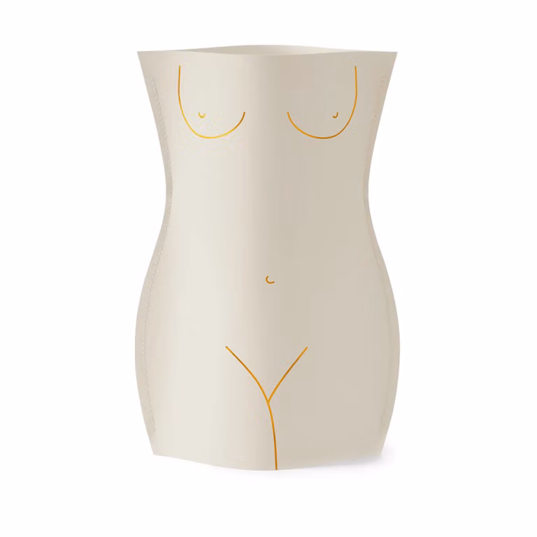 Octaevo Venus Paper Vase in White, Gold and Beige, H 29.0 cm x W 21.5 cm x D 21.5 cm