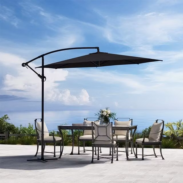 Komore 3m Cantilever Patio Parasol with Cross Base, Black