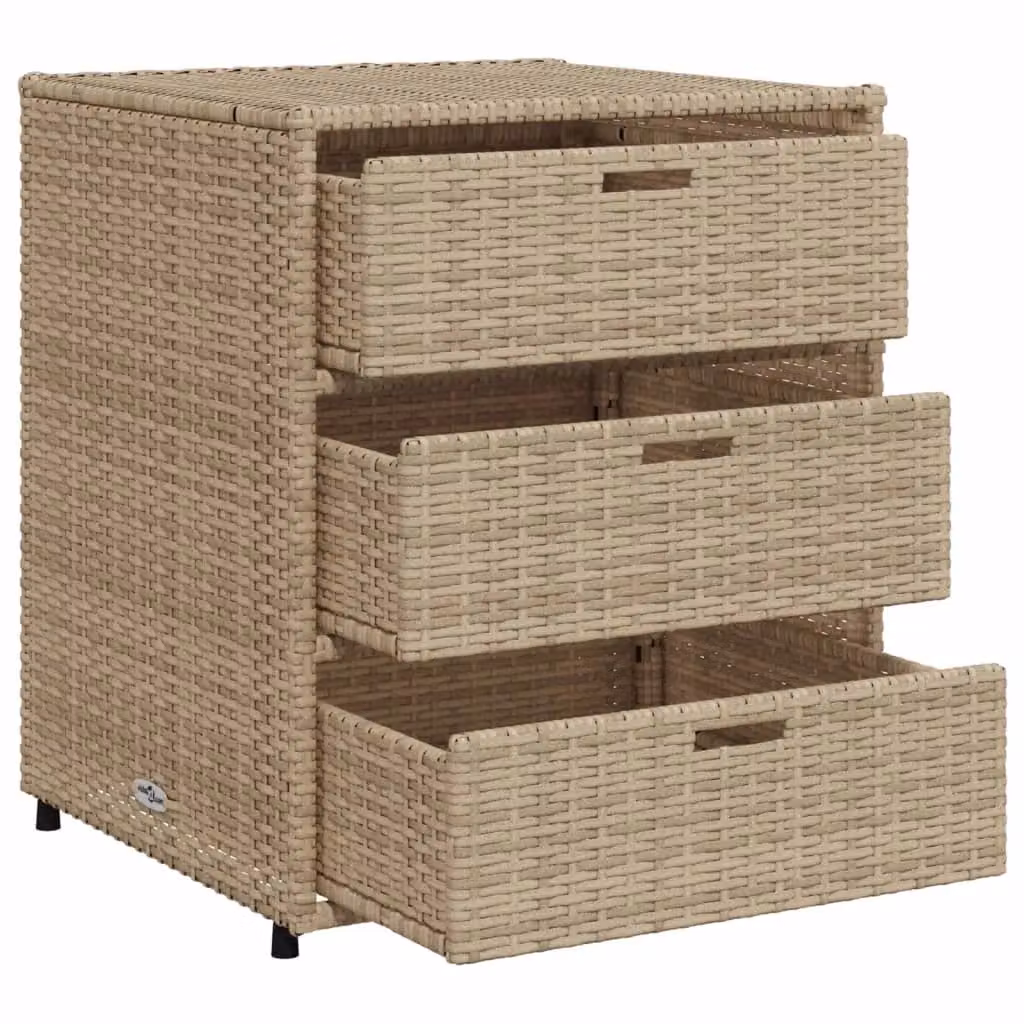 Berkfield Home Garden Storage Cabinet in Beige Poly Rattan and Steel, W/D/H: 55 x 59 x 69 cm – 3