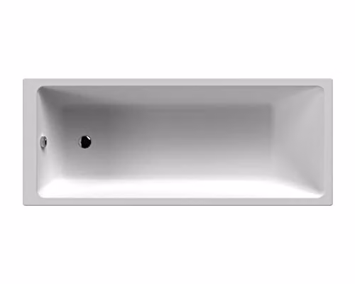 nuie NBA814 Linton Modern Single Ended Square Straight Thin Edge Shower Bath, White, W/D: 180 x 80 cm