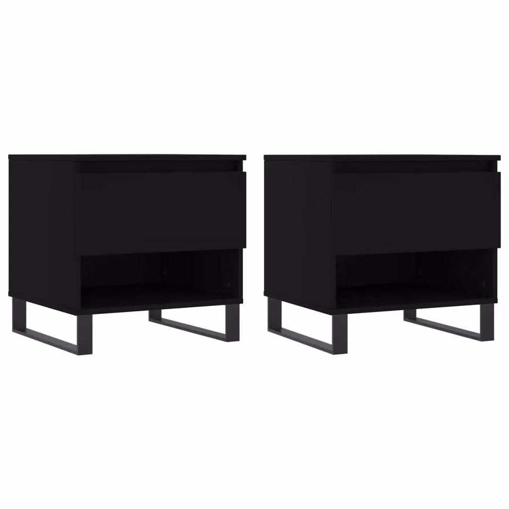 Berkfield Home Set of 2 Modern Black Nesting Coffee Tables in Engineered Wood, W/D/H: 50 x 46 x 50 cm – 2