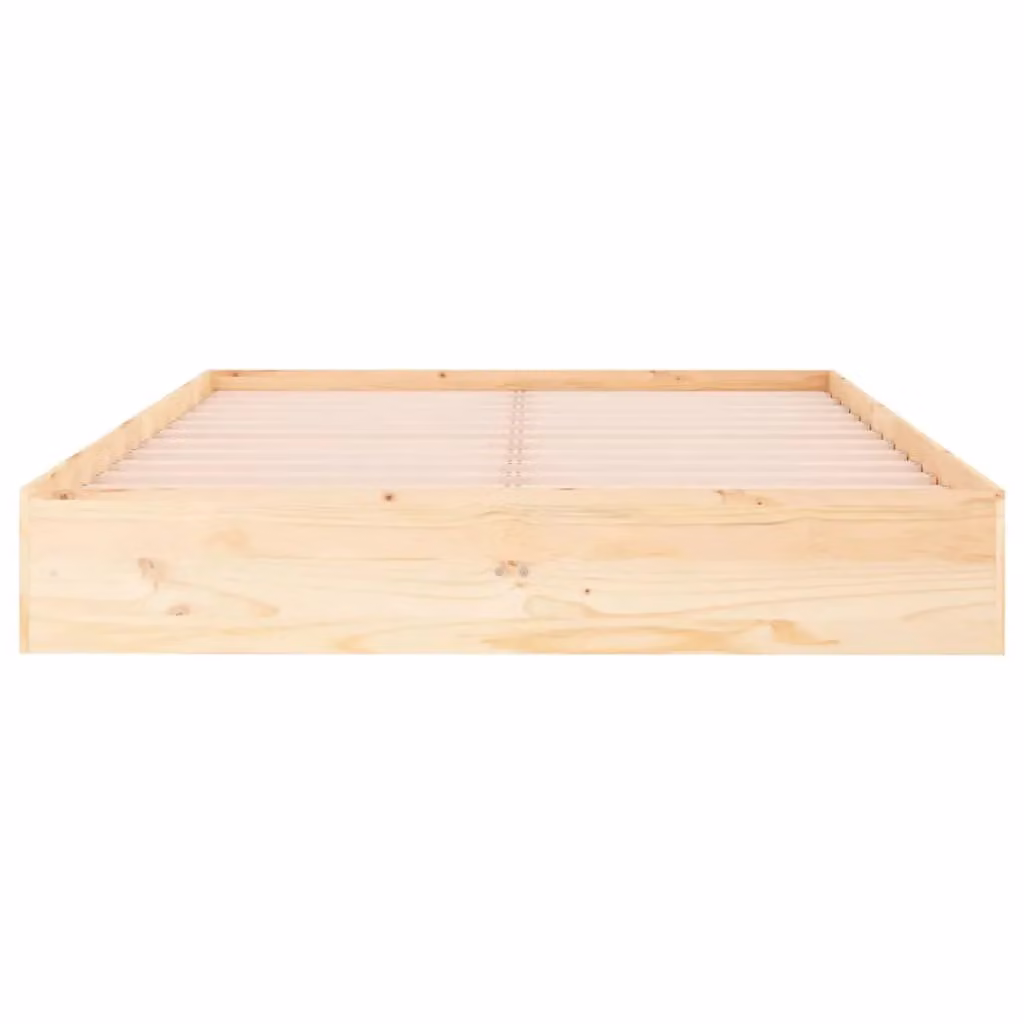 Berkfield Home Modern Solid Pine Wood Double Bed Frame in Brown, W: 135 cm, L: 190 cm – 2