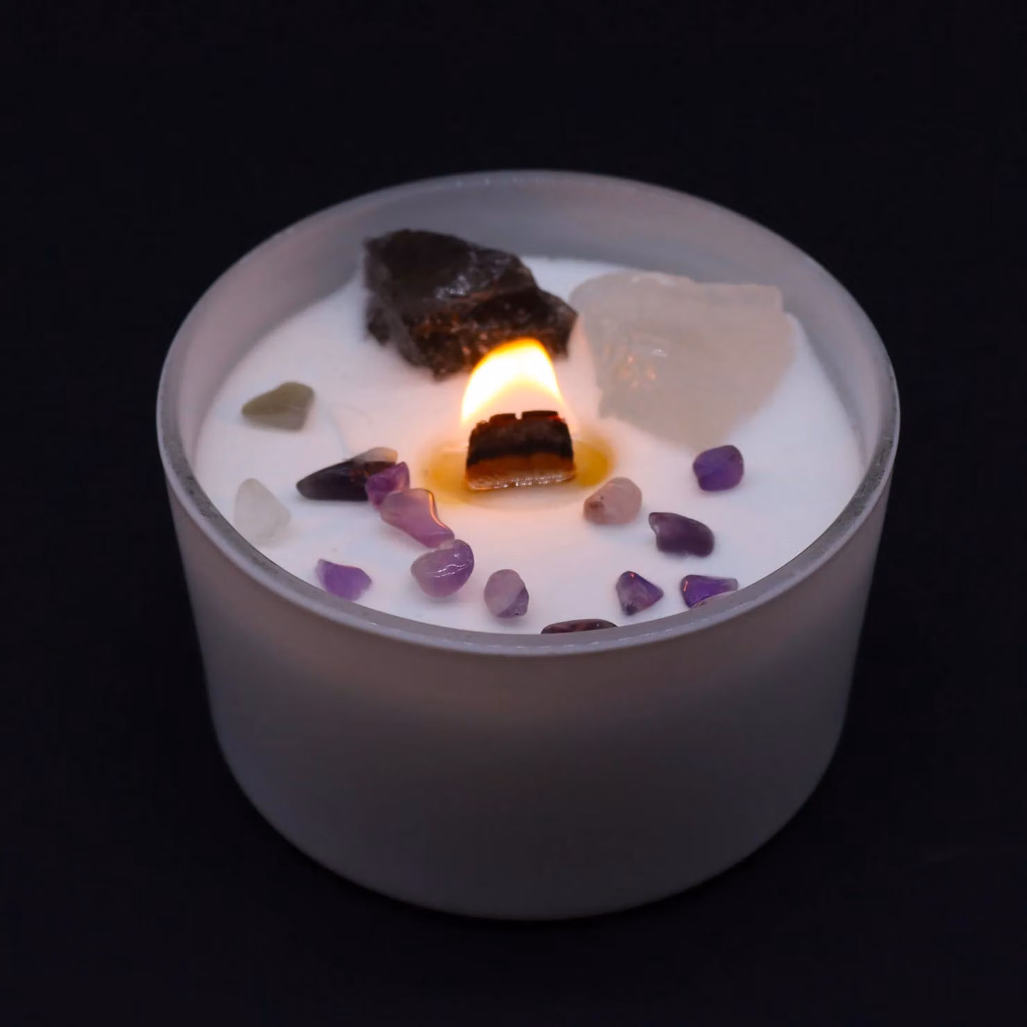 Ancient Wisdom Crown Chakra Gemstone Candle in Blue and Purple – 2