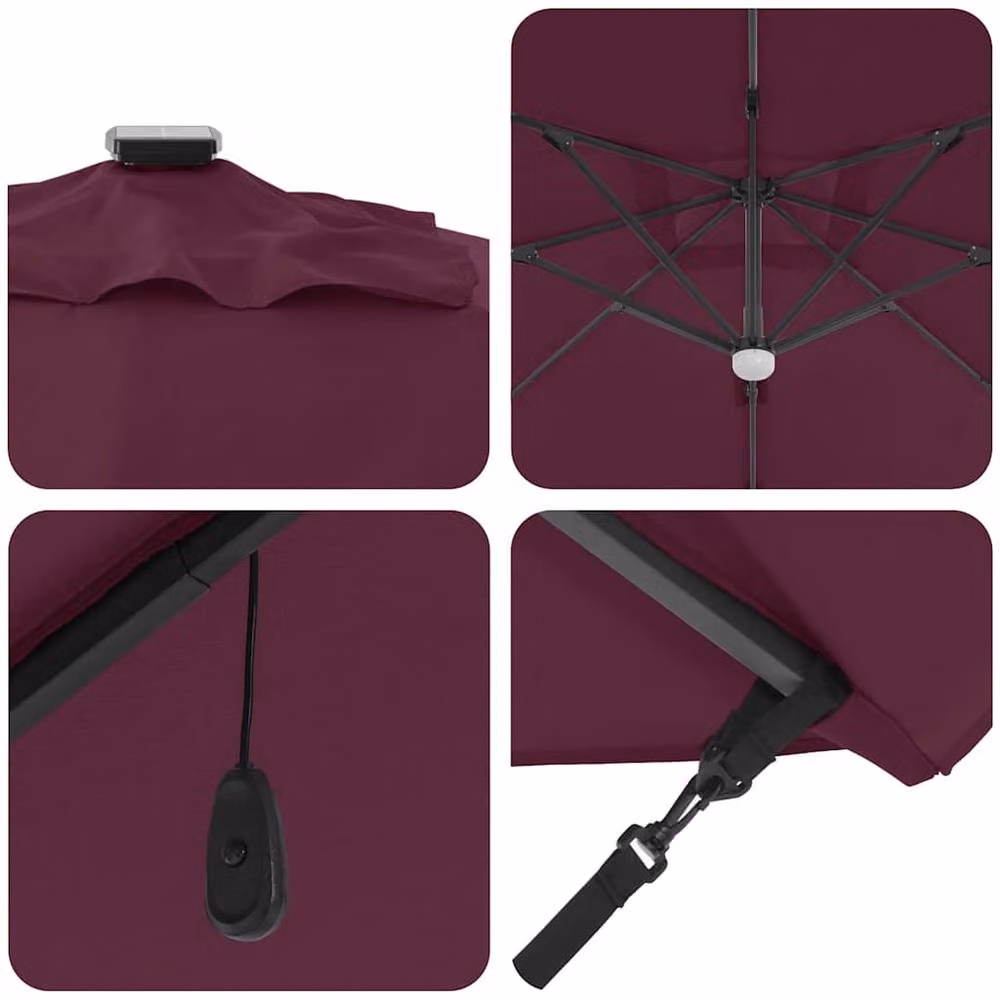 Berkfield Home Modern Cantilever Garden Umbrella in Bordeaux Red Metal – 5