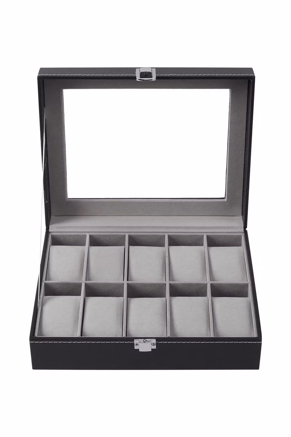 ExtraStar Faux Leather 10 Slot Watch Box Display Case in Black – 2
