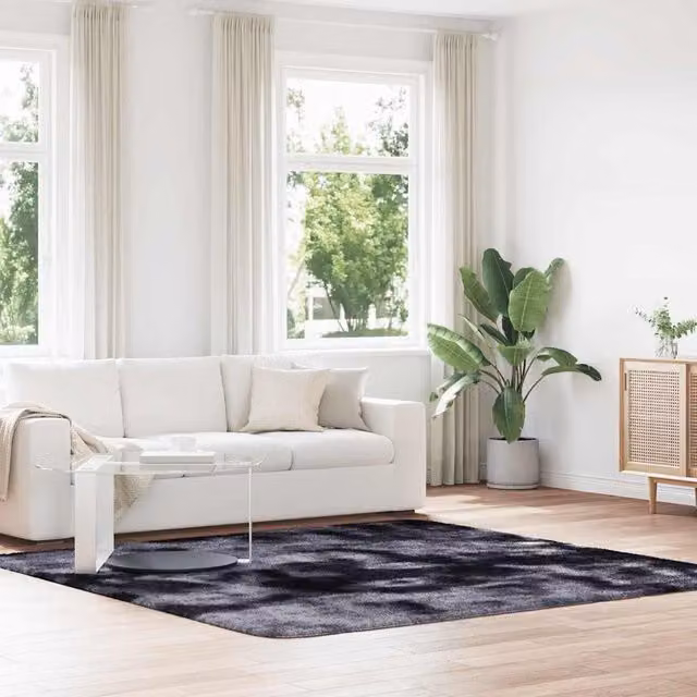 Berkfield Home NAVARRA Shaggy High Pile Rug, Dark Grey, W/D/H: 240 x 240 x 1 cm