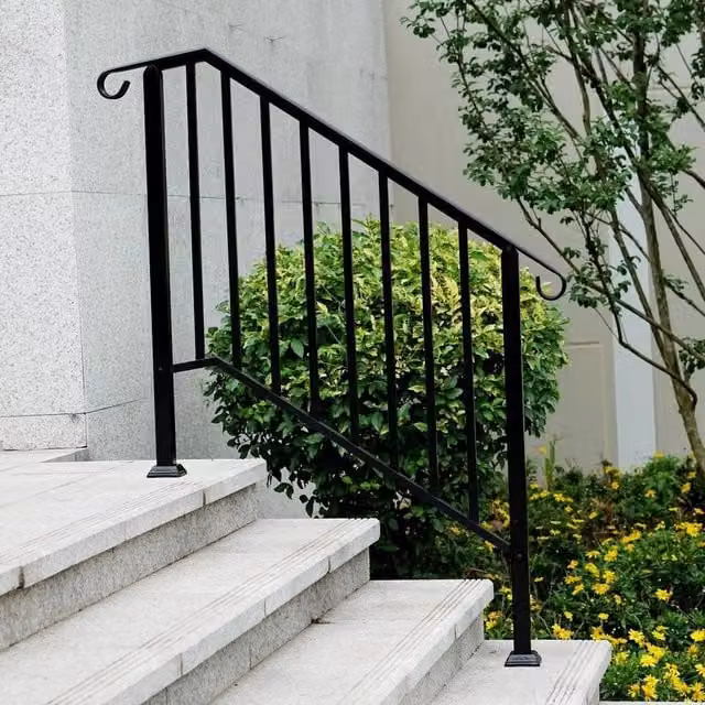 EONLION Black Steel 3 Step Outdoor Garden Stairs Handrail W: 100 cm, H: 200 cm – 1