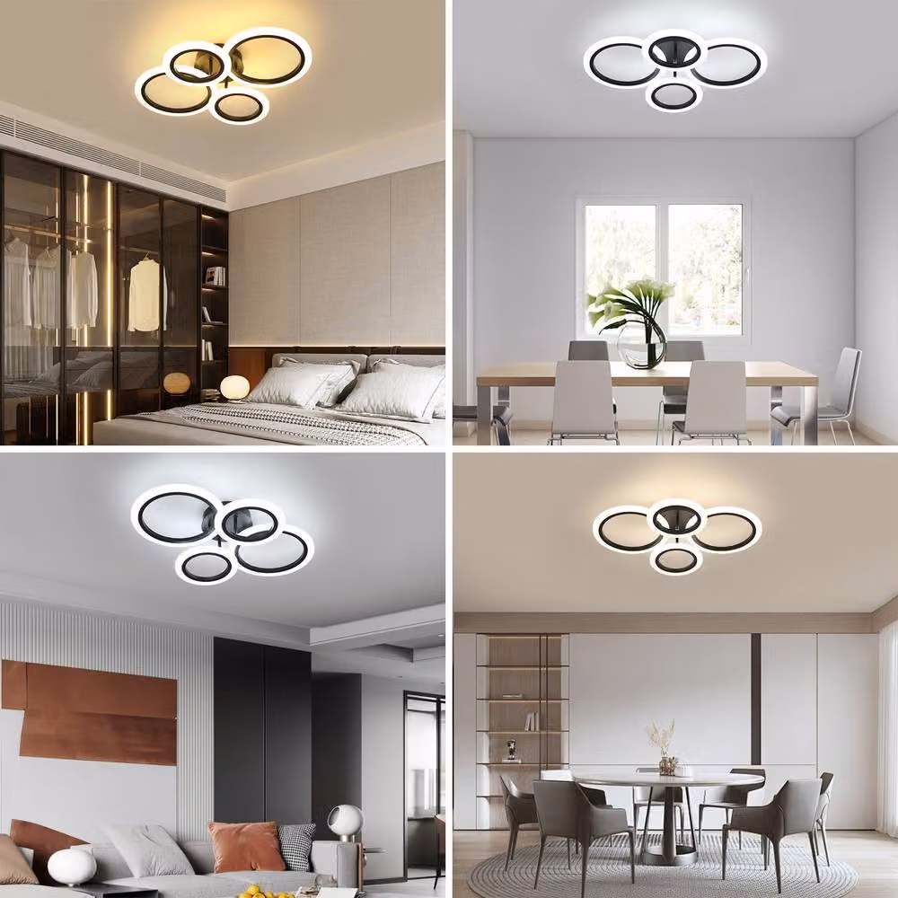 Pheashine Bright Acrylic Ring Ceiling Light in Black with Remote Control, 32W, 3000-6500K – 4