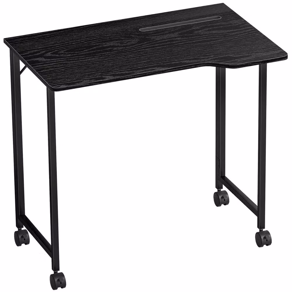Wyld Haus Schut Black Wood Effect Folding Writing Desk with Lockable Castors W/D/H: 80 x 62 x 75 cm – 2