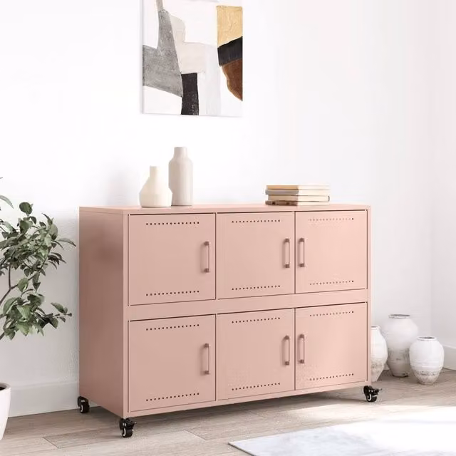 Berkfield Home Pink Metal Sideboard W/D/H: 100.5 x 39 x 72 cm