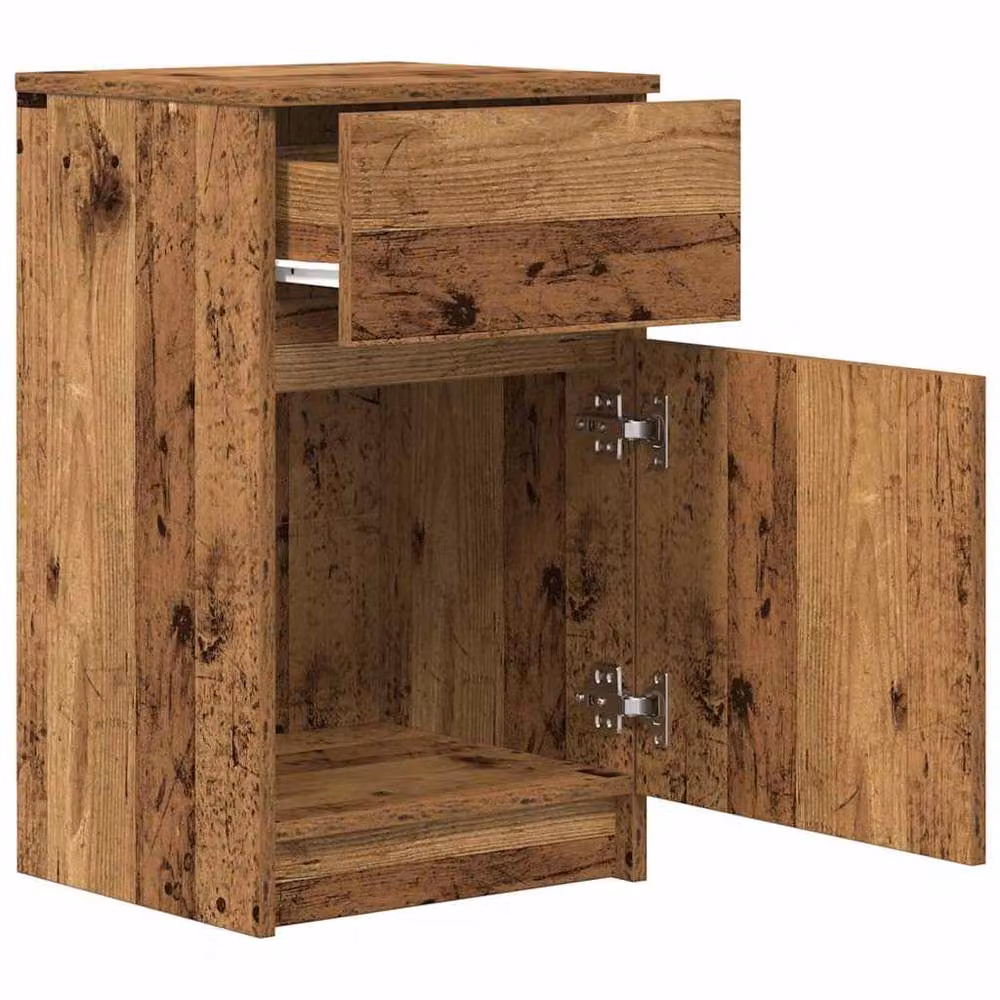 Berkfield Home Bedside Cabinet in Old Wood, Brown and Multicolour, W/D/H: 39 x 35 x 65 cm – 4