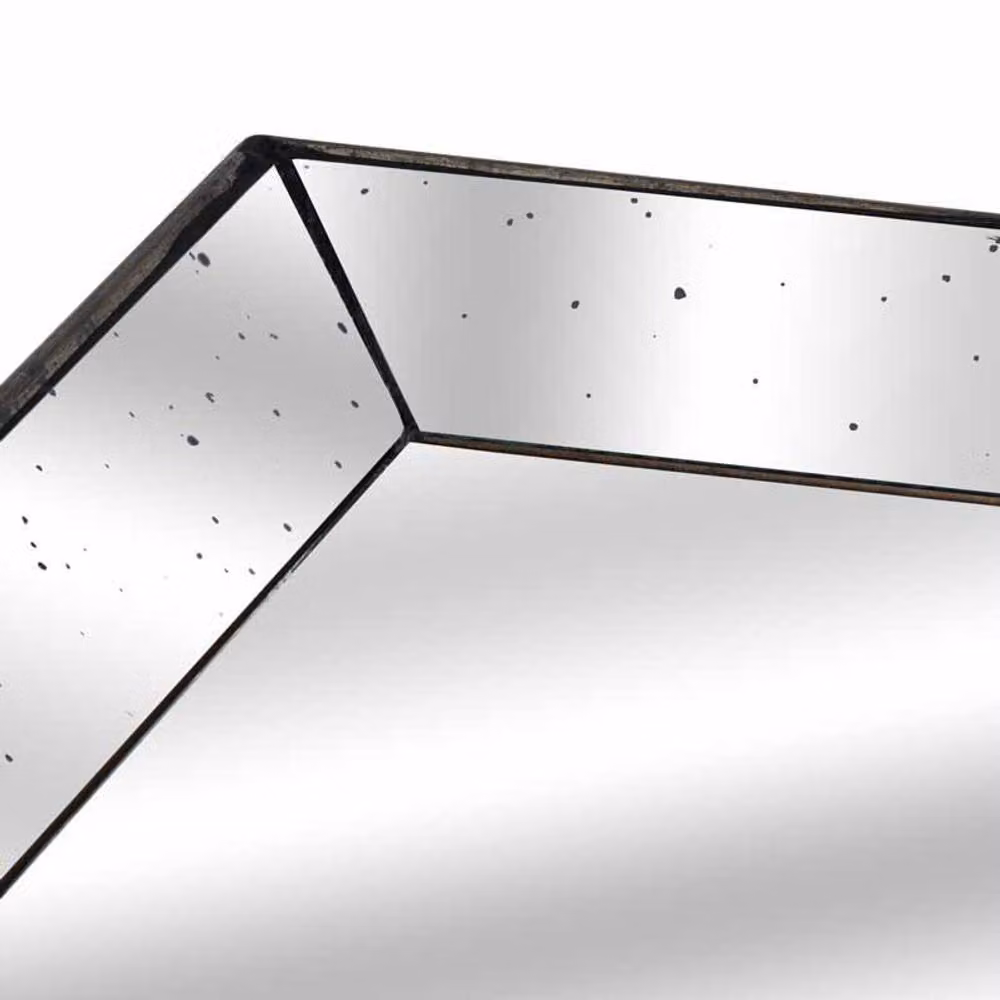 Lemon Pavilion Furniture and Decor Astor Distressed Mirrored Tray with Wooden Detailing, Gold, W: 50 cm, D: 50 cm, H: 5 cm – 2