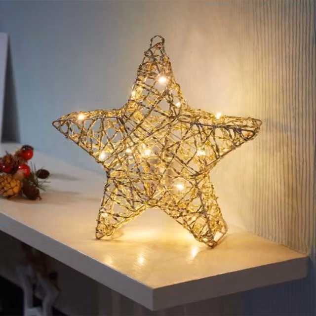 Samuel Alexander Gold Weave Wonder Starlet Christmas Star with LEDs, 30 cm – 1