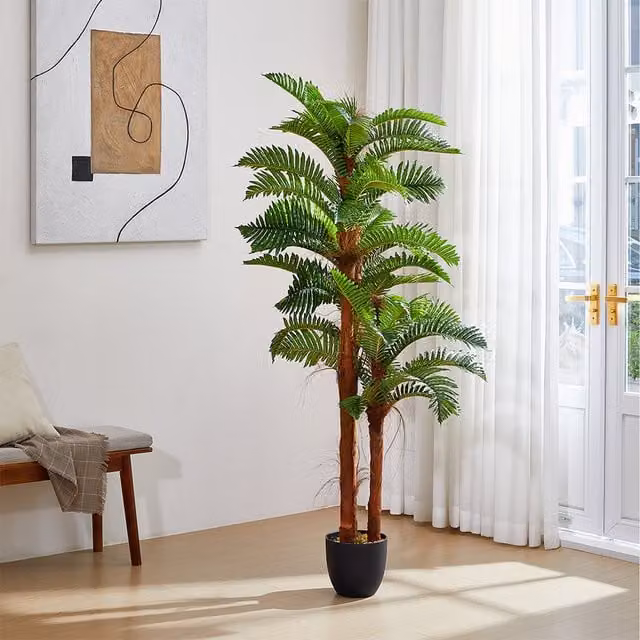 Lifeideas Decorative Artificial Fern Tree with Pot in Green and Purple