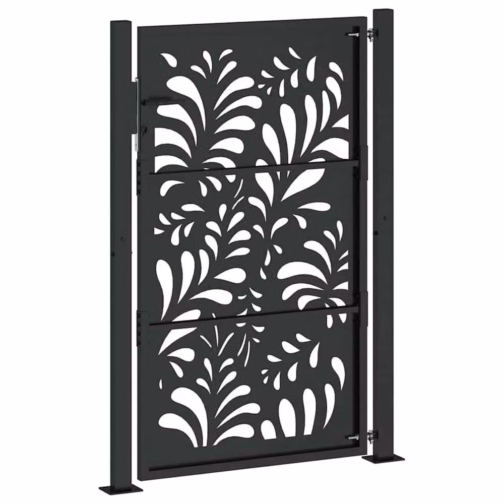 Berkfield Home Black Steel Wave Design Garden Gate, W: 105 cm, H: 155 cm – 5