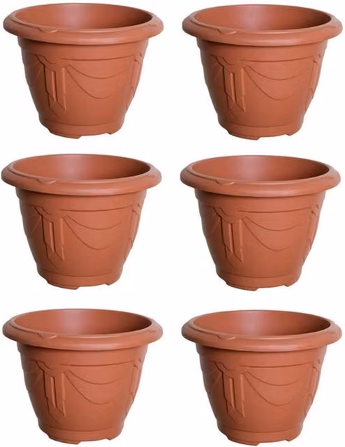 Whitefurze Brown Plastic Planter Pot, Diameter: 33 cm