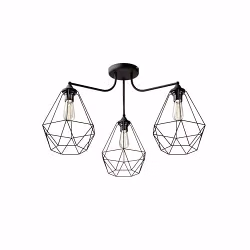 Netlighting Helam Karo Multi Arm Semi Flush Ceiling Light in Black, Diameter: 75 cm – 1