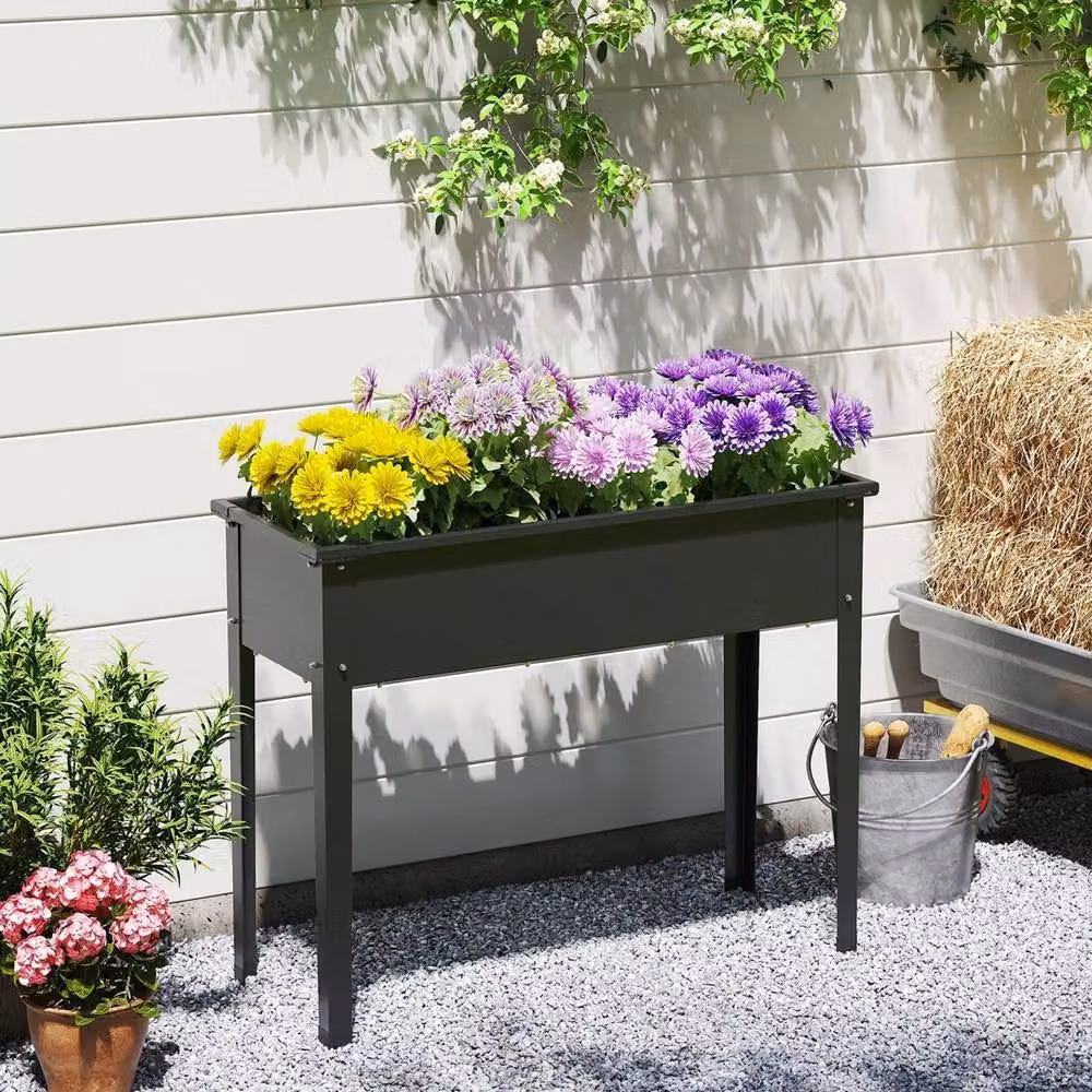 VOGREX Raised Metal Garden Bed Planter Box with Drainage Holes, Black – 3