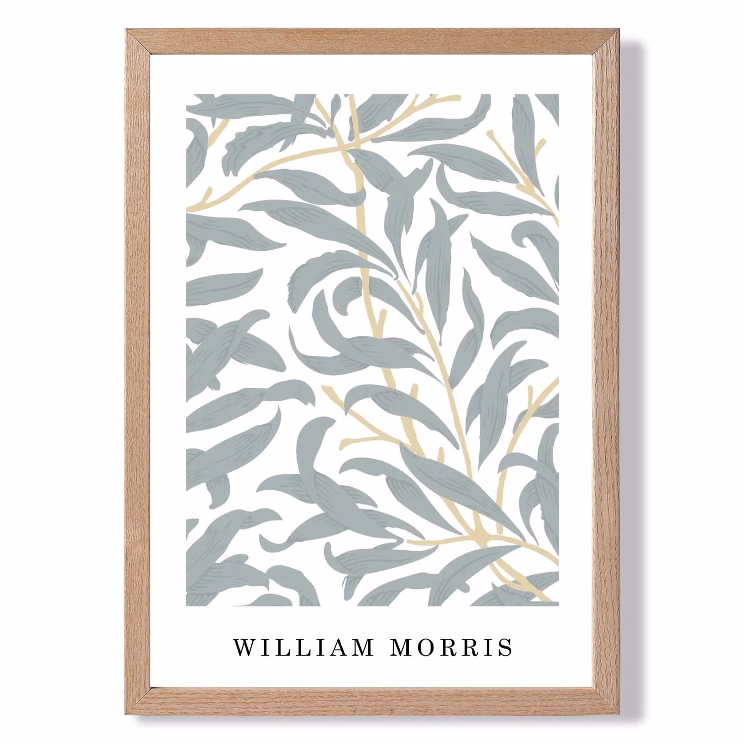 ARTZE William Morris Willow Floral Art Print in Sage Green with Oak Frame, A2 – 2
