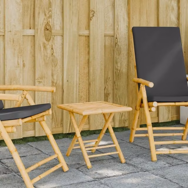 Berkfield Home Folding Bamboo Garden Table in Brown, W/D/H: 45 x 45 x 45 cm – 1