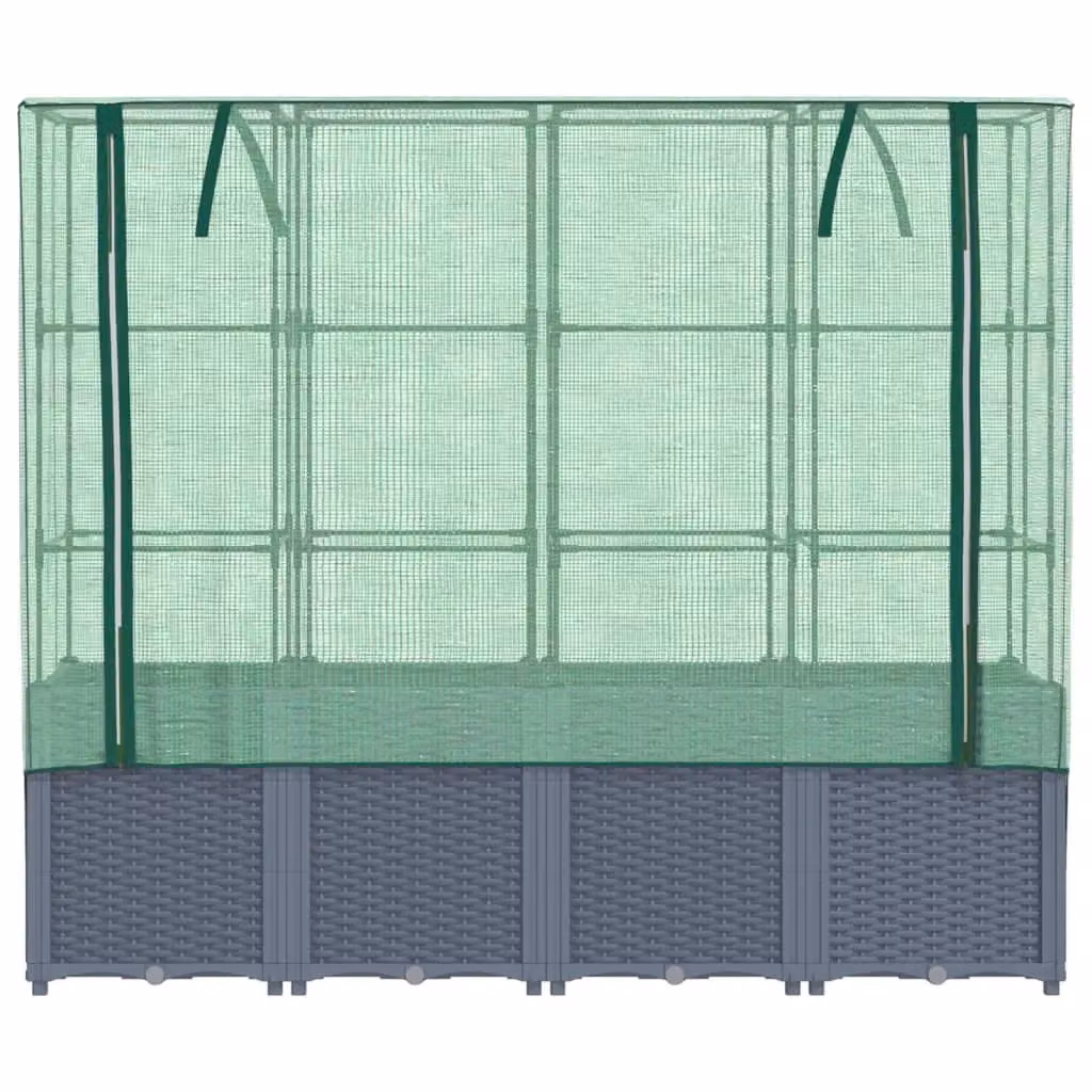 Berkfield Home Raised Bed with Greenhouse Cover in Black Rattan Look, W: 160 cm, D: 40 cm, H: 153 cm – 2