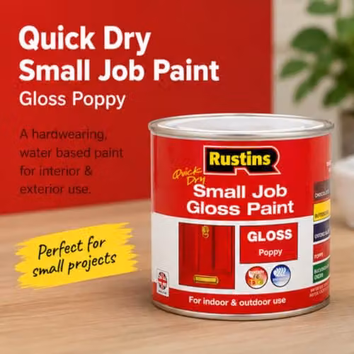 Rustins Quick Drying Water Based Gloss Paint Poppy Red 250ml – 2