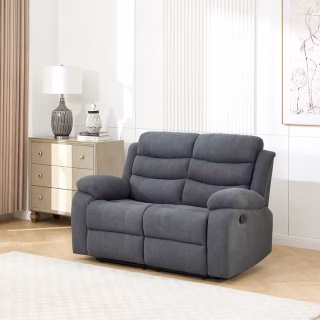 More4Homes Boston Manual Recliner Fabric 3 Seater Sofa in Grey