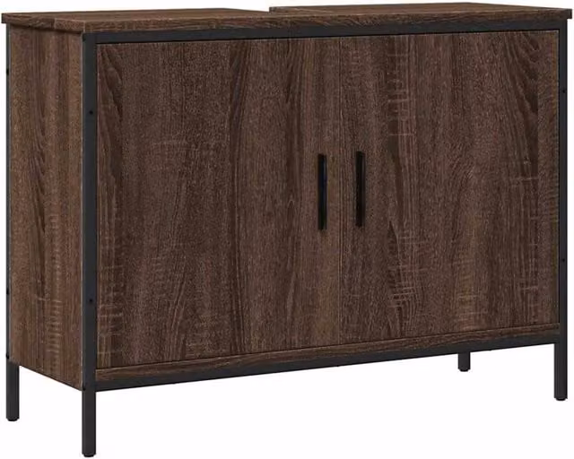 Berkfield Home Brown Oak Wall Mounted Bathroom Sink Cabinet W/D/H: 80 x 30 x 60 cm