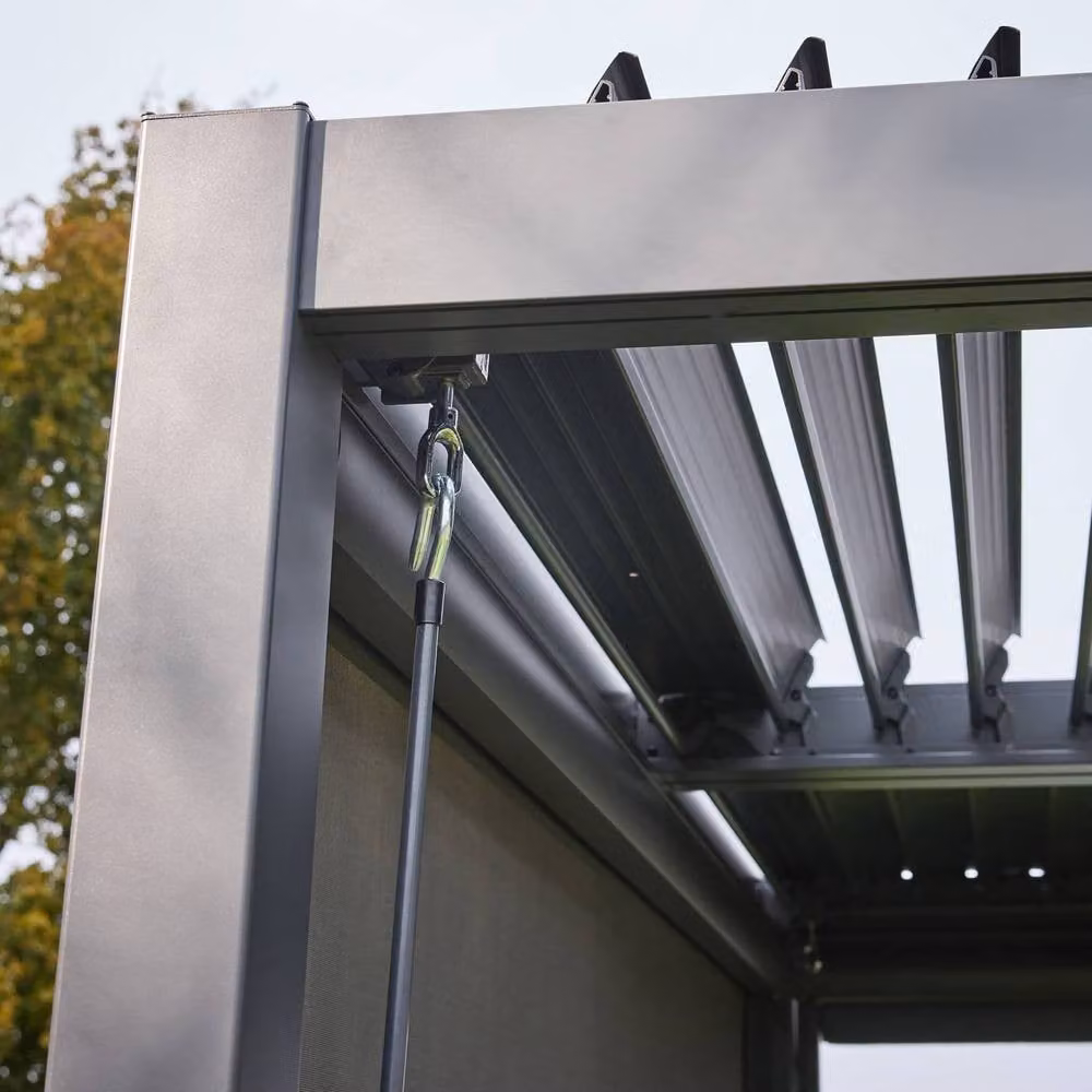 Sweekeek Dark Grey Louvered Pergola in Aluminium and Galvanised Steel, W: 403 cm, D: 300 cm, H: 231 cm – 3