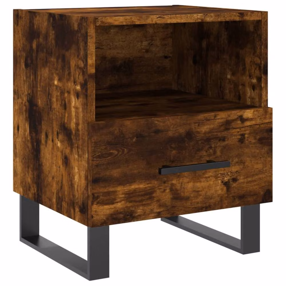 Berkfield Home Modern Bedside Cabinets, 2 Piece Set in Smoked Oak Brown, W/D/H: 40 x 35 x 47.5 cm – 5