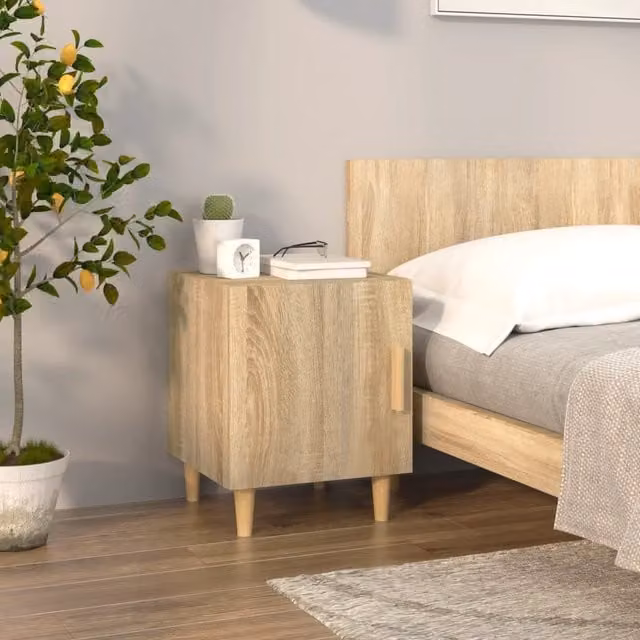 Berkfield Home Bedside Cabinet in Sonoma Oak Brown Engineered Wood – 1