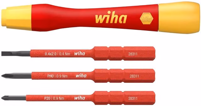 Wiha Picofinish Slimvario Electric Fine Screwdriver Set, 4 Piece, Red and Multicolour – 1